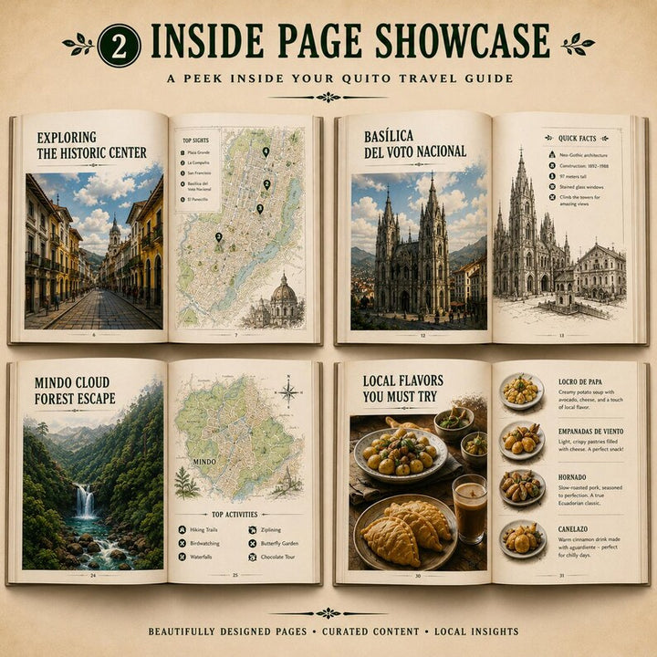 Quito travel guide itinerary pages