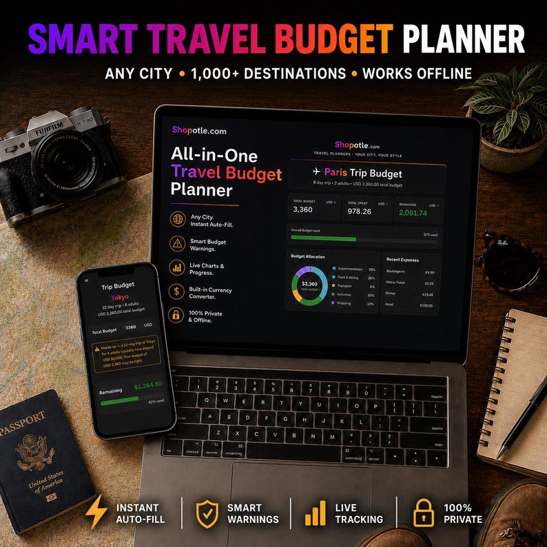 Editable Travel Budget Planner digital download