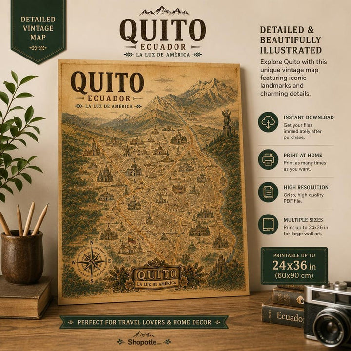 Quito vintage map poster