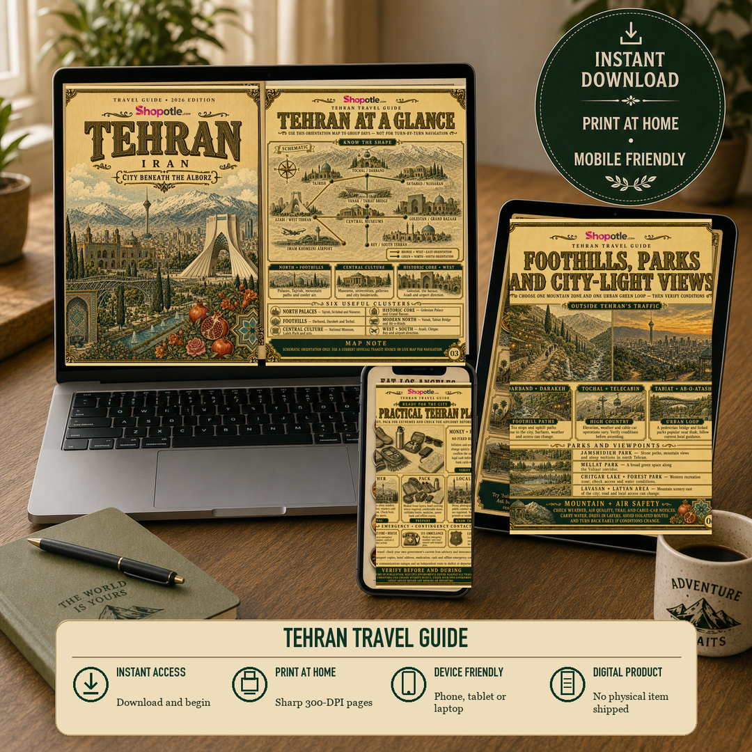 Tehran Travel Guide — Printable PDF City Guide, Digital Download, Iran Trip Planner