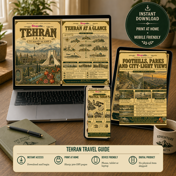 Tehran Travel Guide — Printable PDF City Guide, Digital Download, Iran Trip Planner