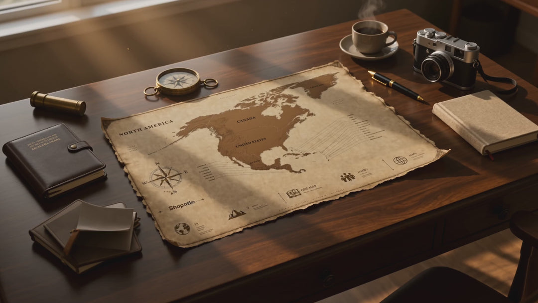 Antique North America Map Printable — Vintage Travel Wall Art, 36x24 Digital Download